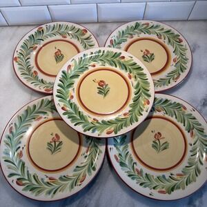 Gail Pittman SIENNA 10-5/8" Dinner Plates  Garland Rim Lot Of 5